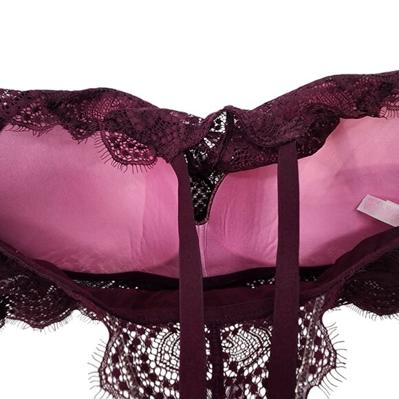 Victorias Secret Pink Push-Up Lace Halter Bralette Deep‎ Purple Size 34D - Picture 5 of 8